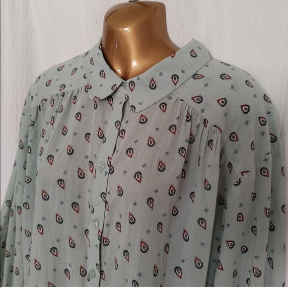 Light green printed button down shirt size 2X - Picture 4 of 8